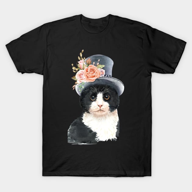 Cat in Top Hat T-Shirt by letnothingstopyou